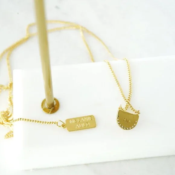 Anthropologie Melanie Auld Half Circle Necklace Moonstone